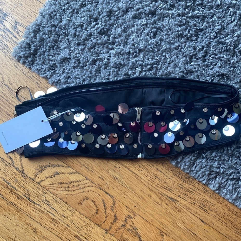 NWT Lovers and Friends sequin embellishments Crop Top Strapless Metallic Top XS - Picture 5 of 10